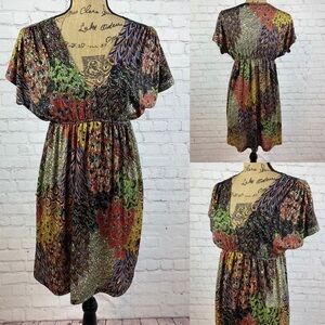 Hypnotized Colorful Boho Kimono Sleeve Dress